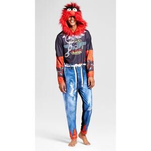 NWT! DISNEY MUPPETS THE ANIMAL UNION SUIT ONE PIECE PAJAMA COSTUME- ADULT MEDIUM